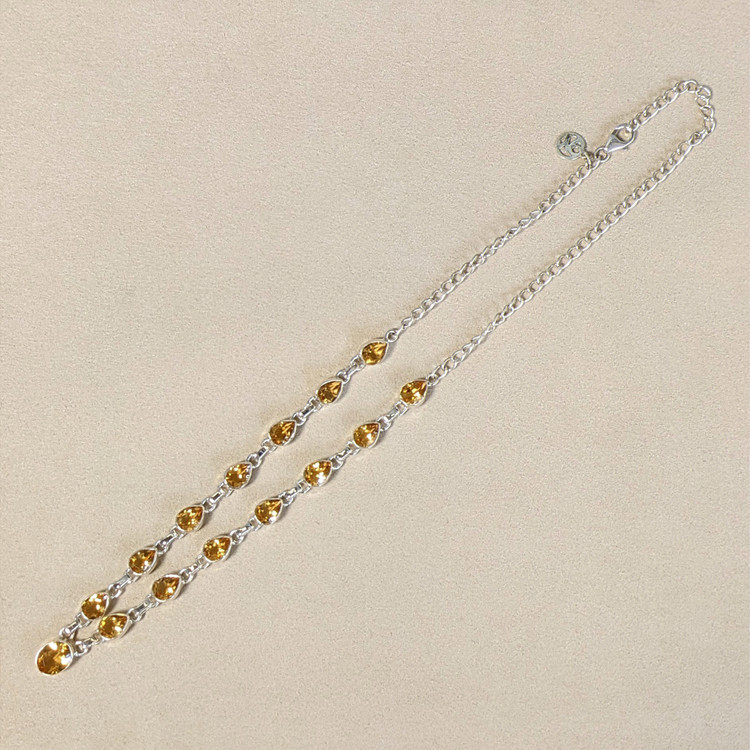 1.82 Ct. Yellow Citrine Bezel Necklace, Silver