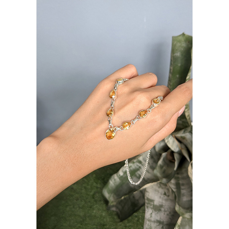 1.82 Ct. Yellow Citrine Bezel Necklace, Silver