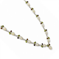 1.27 Ct. Mixed Opal, Yellow Citrine and Green Peridot Bezel Necklace, Silver Image