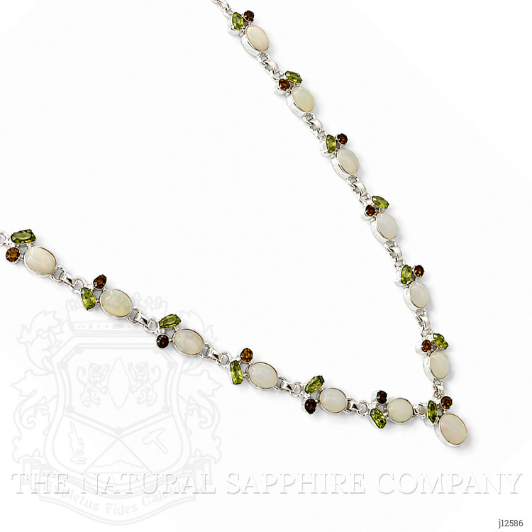 1.27 Ct. Mixed Opal, Yellow Citrine and Green Peridot Bezel Necklace, Silver