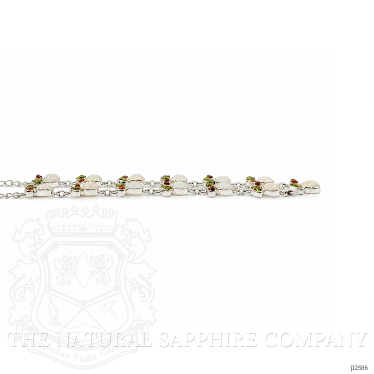 1.27 Ct. Mixed Opal, Yellow Citrine and Green Peridot Bezel Necklace, Silver