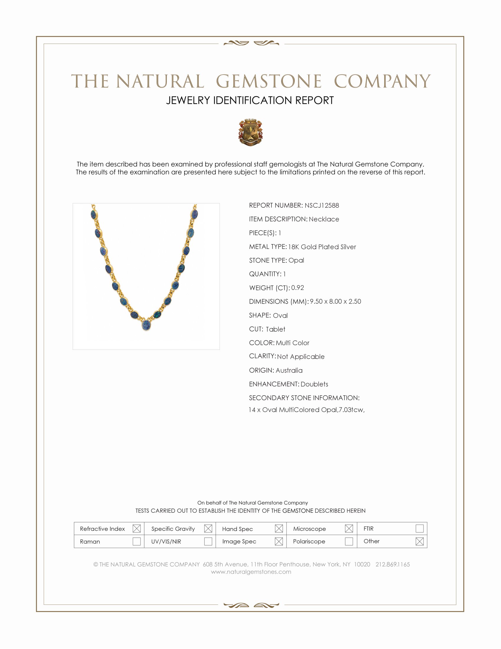 0.92 Ct. Multi Color Opal and MultiColored Opal Bezel Necklace, 18K Gold Plated Silver