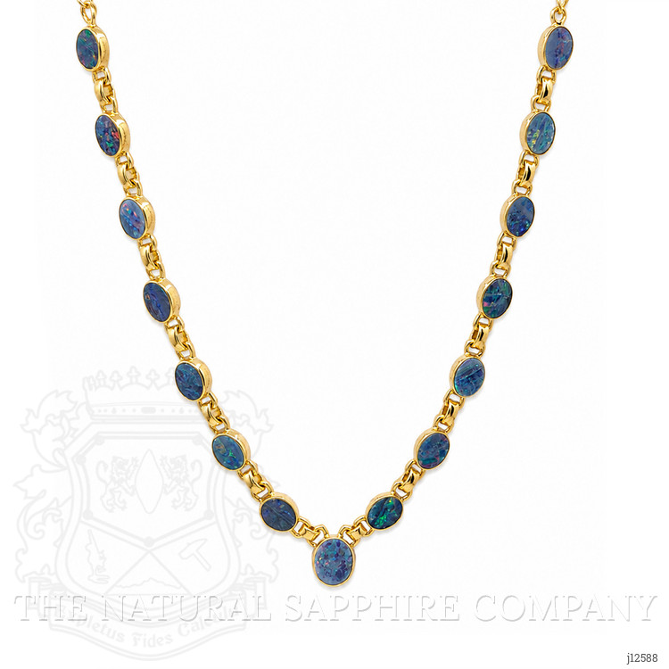 0.92 Ct. Multi Color Opal and MultiColored Opal Bezel Necklace, 18K Gold Plated Silver