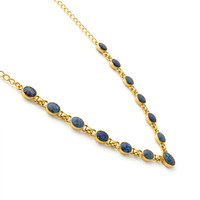 0.92 Ct. Multi Color Opal and MultiColored Opal Bezel Necklace, 18K Gold Plated Silver Image