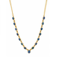 0.92 Ct. Multi Color Opal and MultiColored Opal Bezel Necklace, 18K Gold Plated Silver Image
