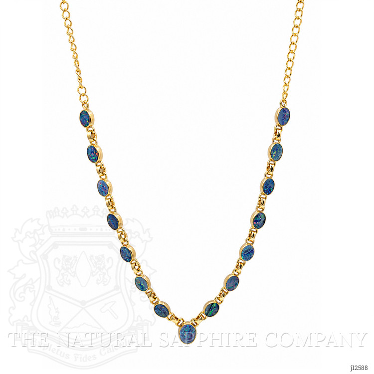 0.92 Ct. Multi Color Opal and MultiColored Opal Bezel Necklace, 18K Gold Plated Silver