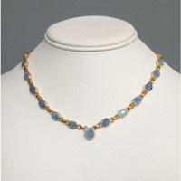0.92 Ct. Multi Color Opal and MultiColored Opal Bezel Necklace, 18K Gold Plated Silver Life Style