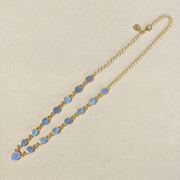 0.92 Ct. Multi Color Opal and MultiColored Opal Bezel Necklace, 18K Gold Plated Silver Life Style