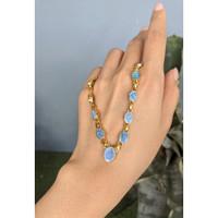 0.92 Ct. Multi Color Opal and MultiColored Opal Bezel Necklace, 18K Gold Plated Silver Life Style