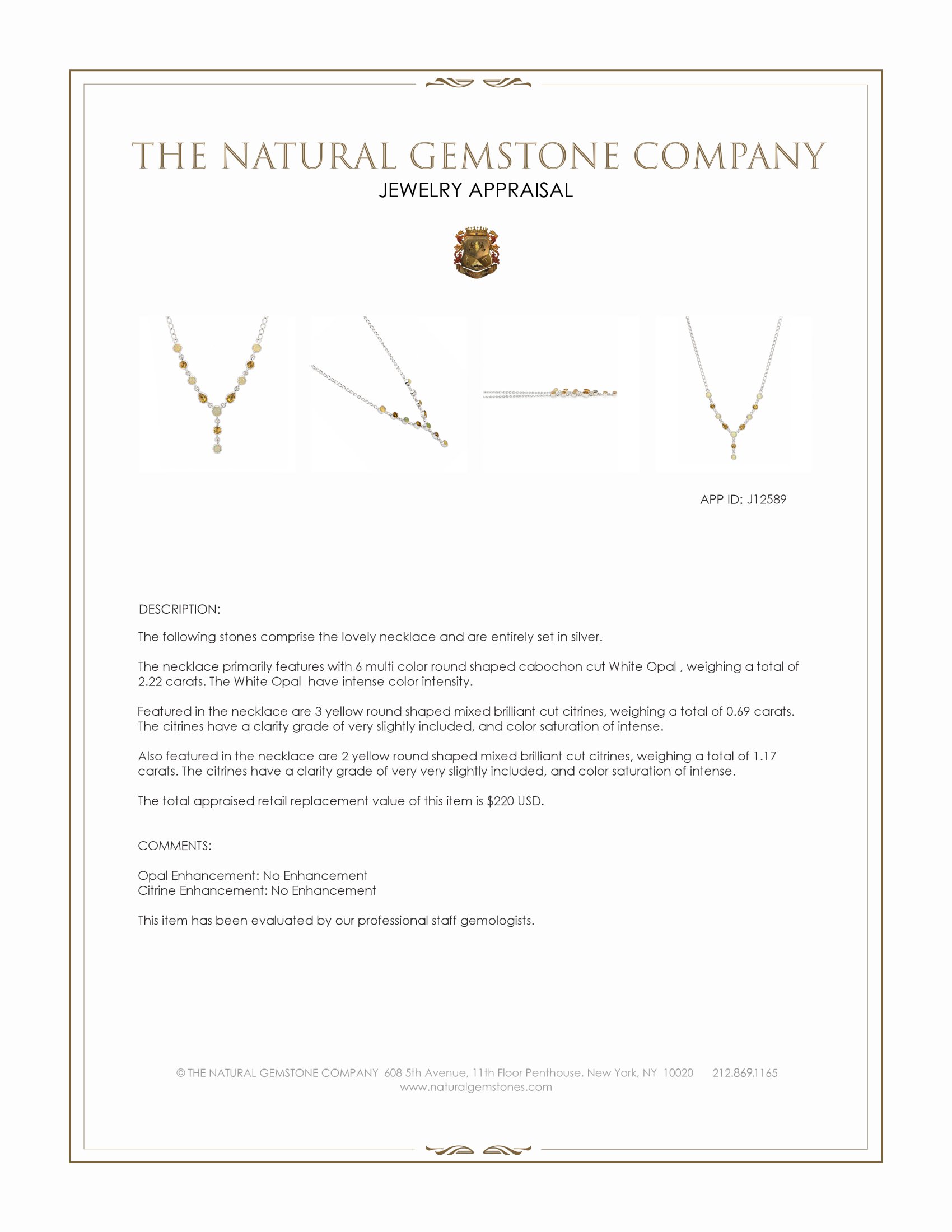 2.22 Ct. Multi Color Opal and Yellow Citrine Bezel Necklace, Silver