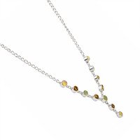 2.22 Ct. Multi Color Opal and Yellow Citrine Bezel Necklace, Silver Image