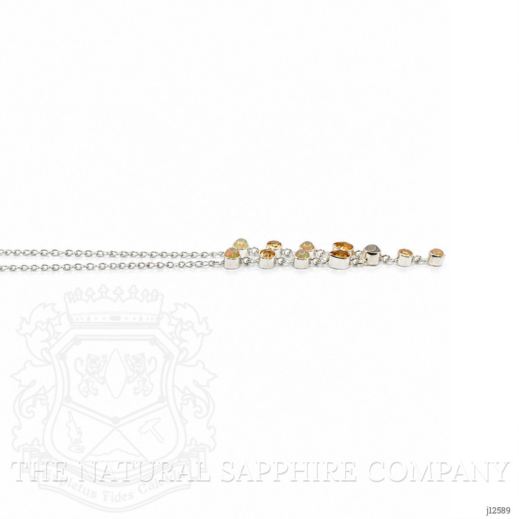 2.22 Ct. Multi Color Opal and Yellow Citrine Bezel Necklace, Silver