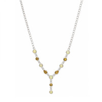 2.22 Ct. Multi Color Opal and Yellow Citrine Bezel Necklace, Silver Image