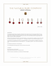 2.97 Ct.Tw.Total Carat Weight Ruby and Natural Diamond Accent Stones Earrings, 18K White Gold Appraisal