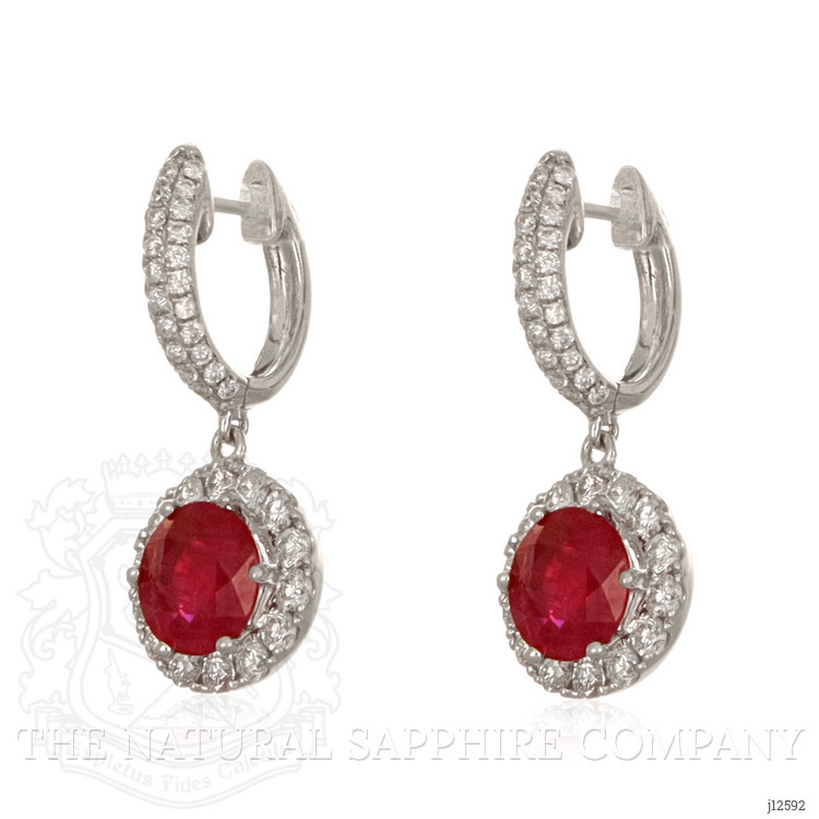 2.97 Ct.Tw. Ruby and Natural Diamond Accent Stones Earrings, 18K White Gold