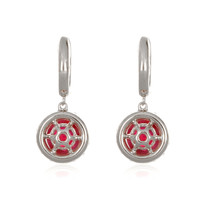 2.97&nbsp;Ct.Tw.Total Carat Weight Ruby and Natural Diamond Accent Stones Earrings, 18K White Gold Image