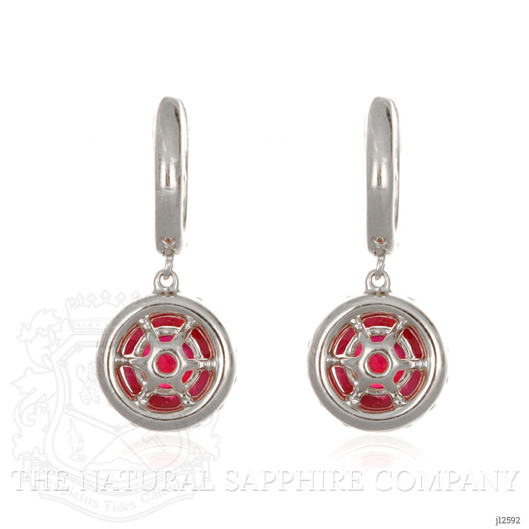 2.97 Ct.Tw. Ruby and Natural Diamond Accent Stones Earrings, 18K White Gold
