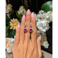 2.97 Ct.Tw.Total Carat Weight Ruby and Natural Diamond Accent Stones Earrings, 18K White Gold Life Style