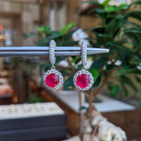 2.97 Ct.Tw.Total Carat Weight Ruby and Natural Diamond Accent Stones Earrings, 18K White Gold Life Style