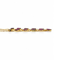 28.90 Ct. Watermelon Tourmaline Bezel Necklace, 18K Gold Plated Silver Image