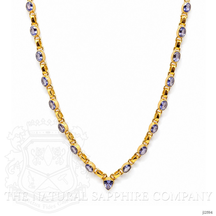 0.92 Ct. Violet Tanzanite Bezel Necklace, 18K Gold Plated Silver