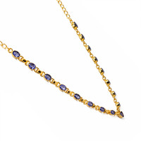 0.92 Ct. Violet Tanzanite Bezel Necklace, 18K Gold Plated Silver Image