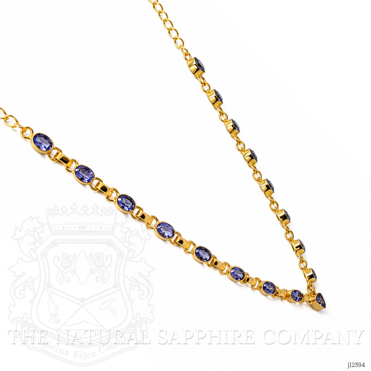 0.92 Ct. Violet Tanzanite Bezel Necklace, 18K Gold Plated Silver