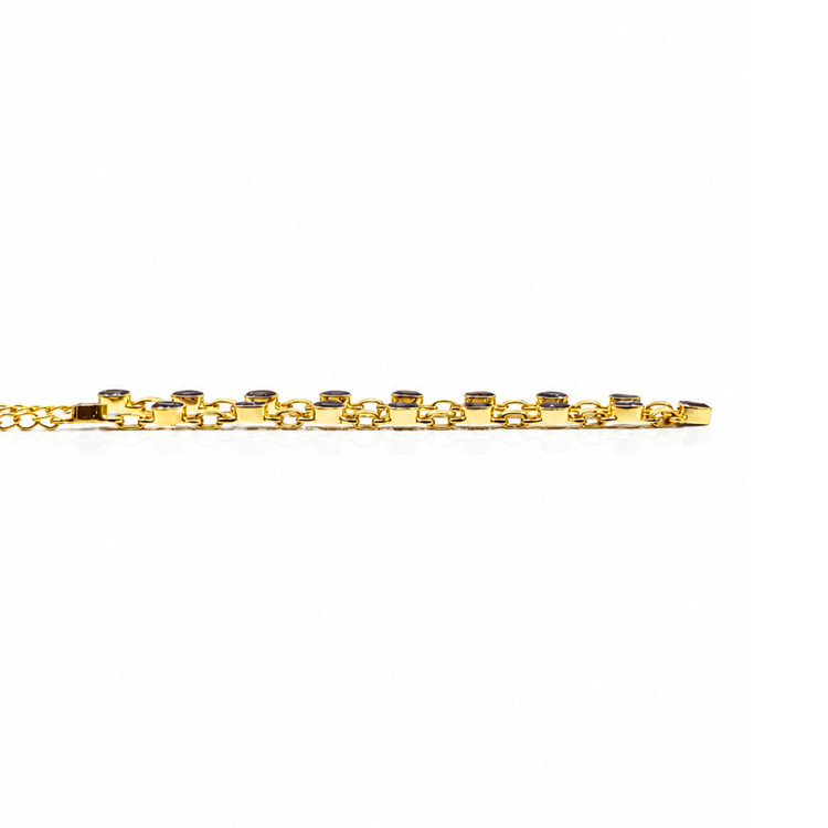 0.92 Ct. Violet Tanzanite Bezel Necklace, 18K Gold Plated Silver
