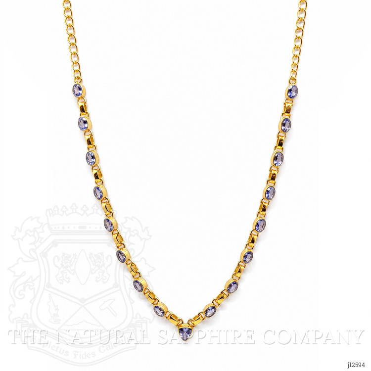 0.92 Ct. Violet Tanzanite Bezel Necklace, 18K Gold Plated Silver