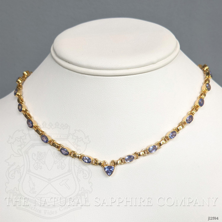 0.92 Ct. Violet Tanzanite Bezel Necklace, 18K Gold Plated Silver