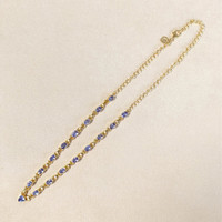 0.92 Ct. Violet Tanzanite Bezel Necklace, 18K Gold Plated Silver Life Style