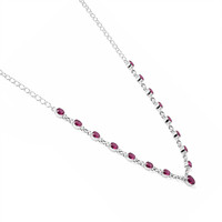 1.31 Ct. Purplish Red Rhodolite Garnet Bezel Necklace, Silver Image