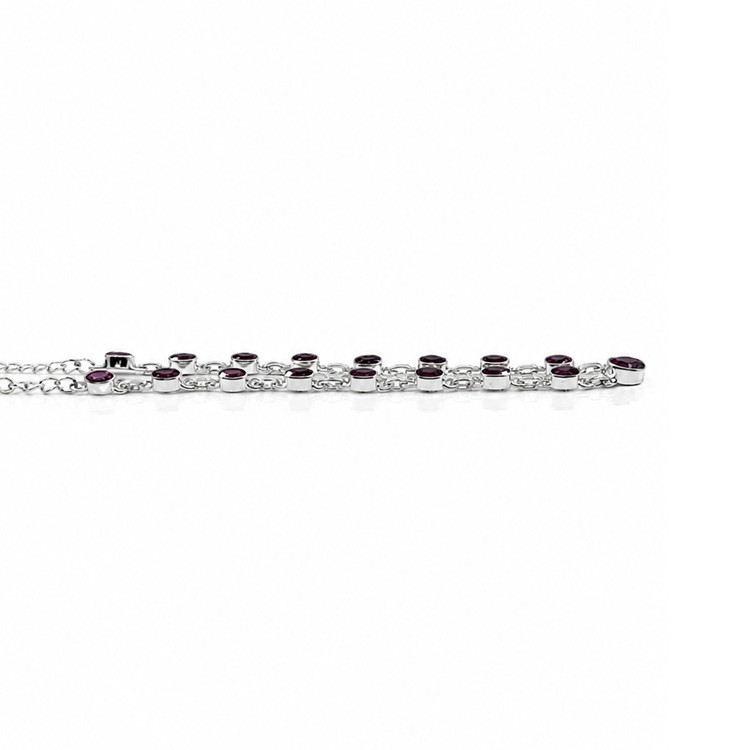 1.31 Ct. Purplish Red Rhodolite Garnet Bezel Necklace, Silver