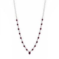 1.31 Ct. Purplish Red Rhodolite Garnet Bezel Necklace, Silver Image