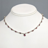 1.31 Ct. Purplish Red Rhodolite Garnet Bezel Necklace, Silver Life Style