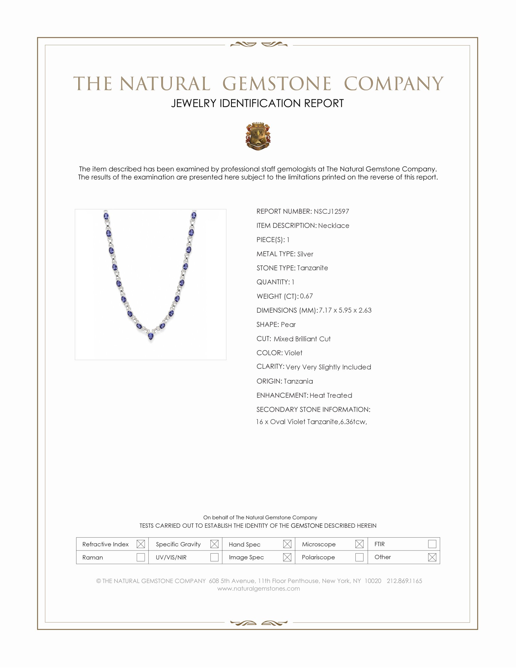 0.67 Ct. Violet Tanzanite Bezel Necklace, Silver