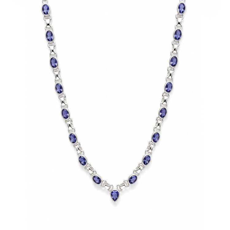0.67 Ct. Violet Tanzanite Bezel Necklace, Silver