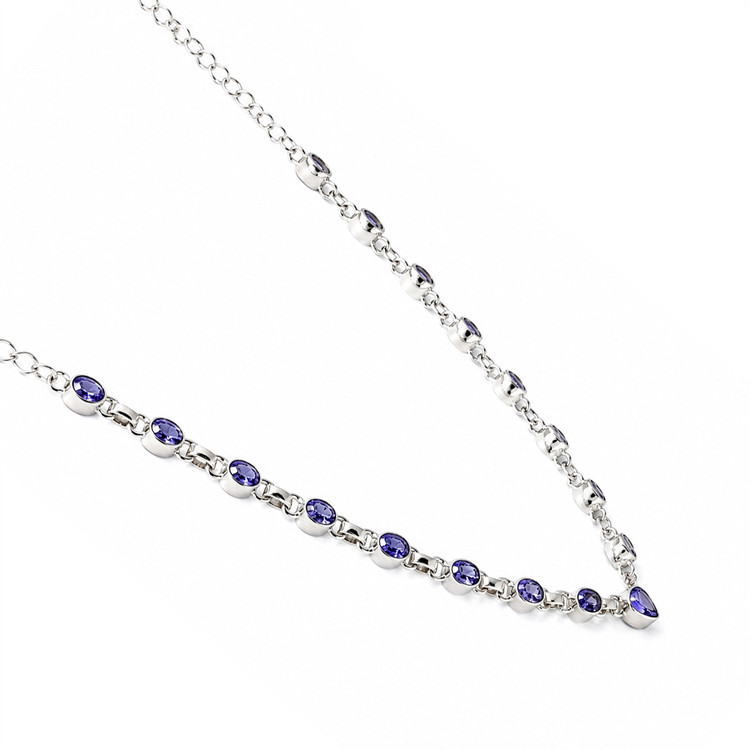 0.67 Ct. Violet Tanzanite Bezel Necklace, Silver