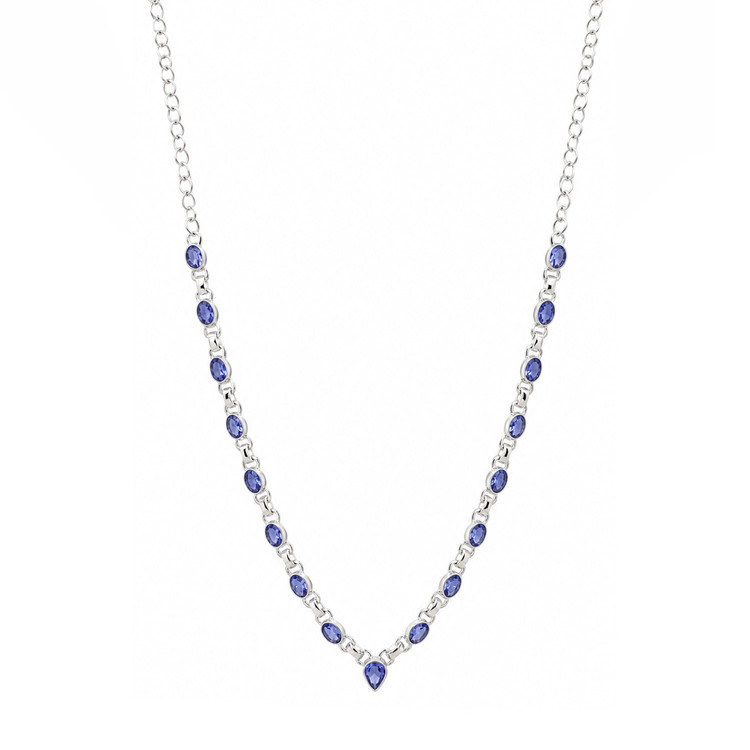0.67 Ct. Violet Tanzanite Bezel Necklace, Silver