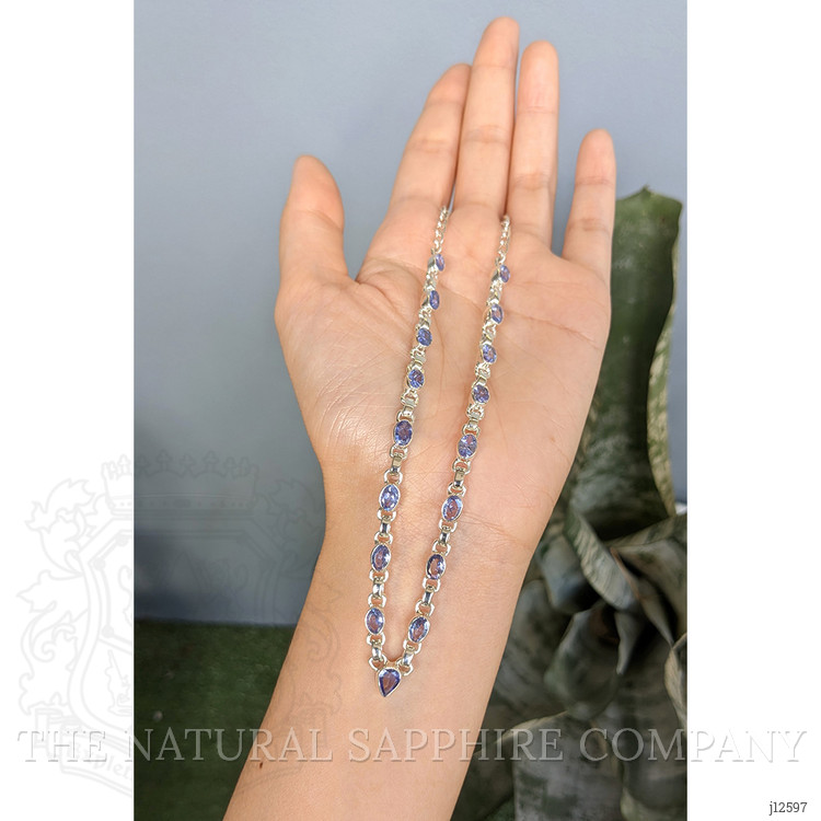0.67 Ct. Violet Tanzanite Bezel Necklace, Silver