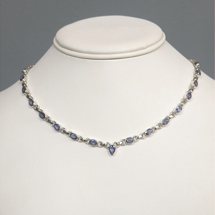 0.67 Ct. Violet Tanzanite Bezel Necklace, Silver