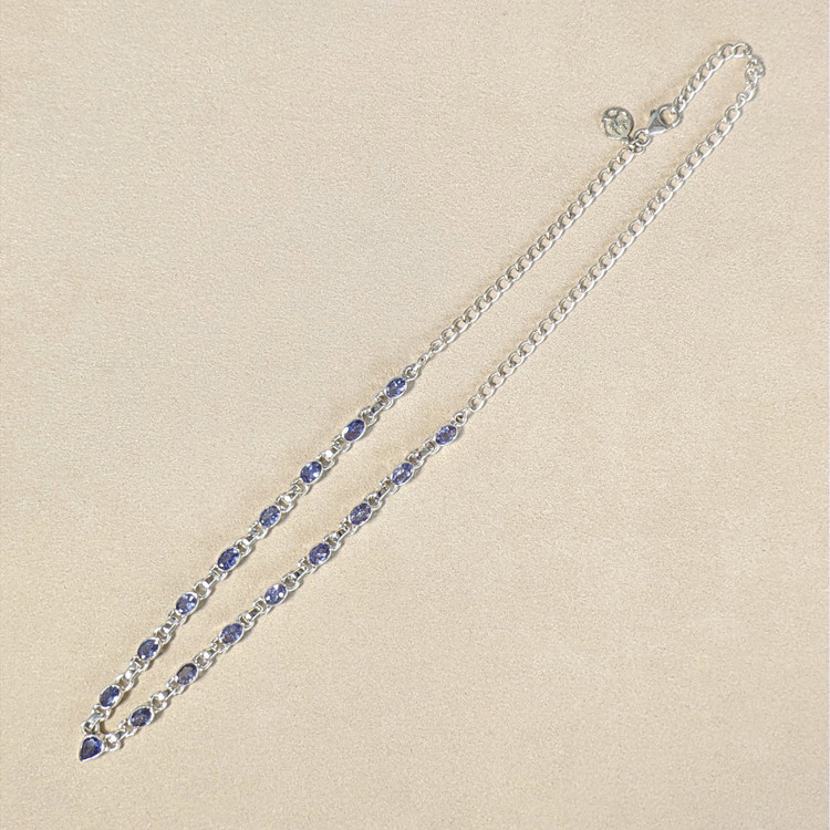 0.67 Ct. Violet Tanzanite Bezel Necklace, Silver