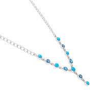 1.00 Ct. Mixed Turquoise and Swiss Blue Topaz Bezel Necklace, Silver Image