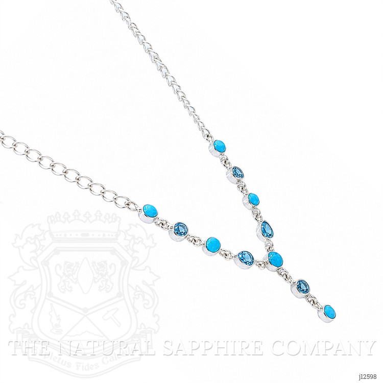 1.00 Ct. Mixed Turquoise and Swiss Blue Topaz Bezel Necklace, Silver