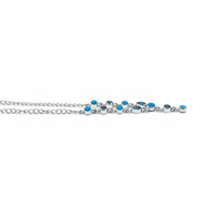 1.00 Ct. Mixed Turquoise and Swiss Blue Topaz Bezel Necklace, Silver Image