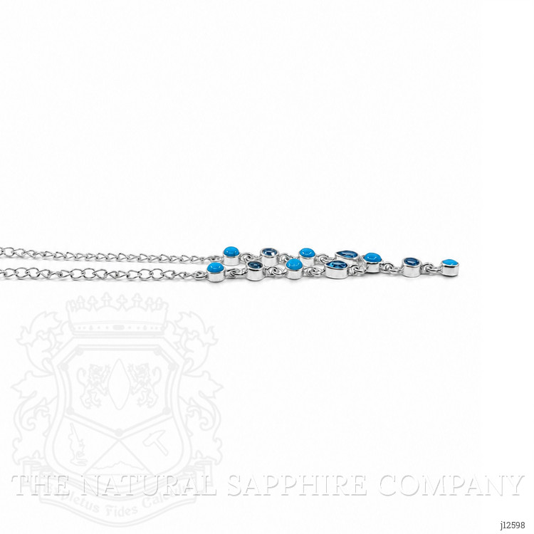 1.00 Ct. Mixed Turquoise and Swiss Blue Topaz Bezel Necklace, Silver