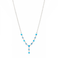 1.00 Ct. Mixed Turquoise and Swiss Blue Topaz Bezel Necklace, Silver Image