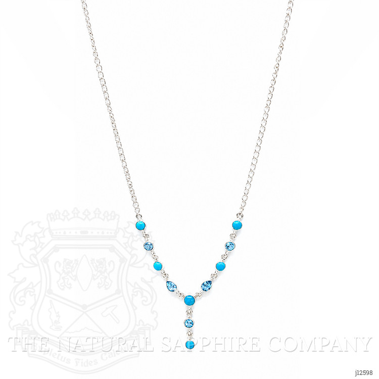 1.00 Ct. Mixed Turquoise and Swiss Blue Topaz Bezel Necklace, Silver