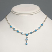 1.00 Ct. Mixed Turquoise and Swiss Blue Topaz Bezel Necklace, Silver Life Style