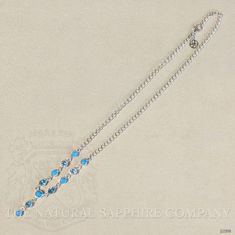 1.00 Ct. Mixed Turquoise and Swiss Blue Topaz Bezel Necklace, Silver